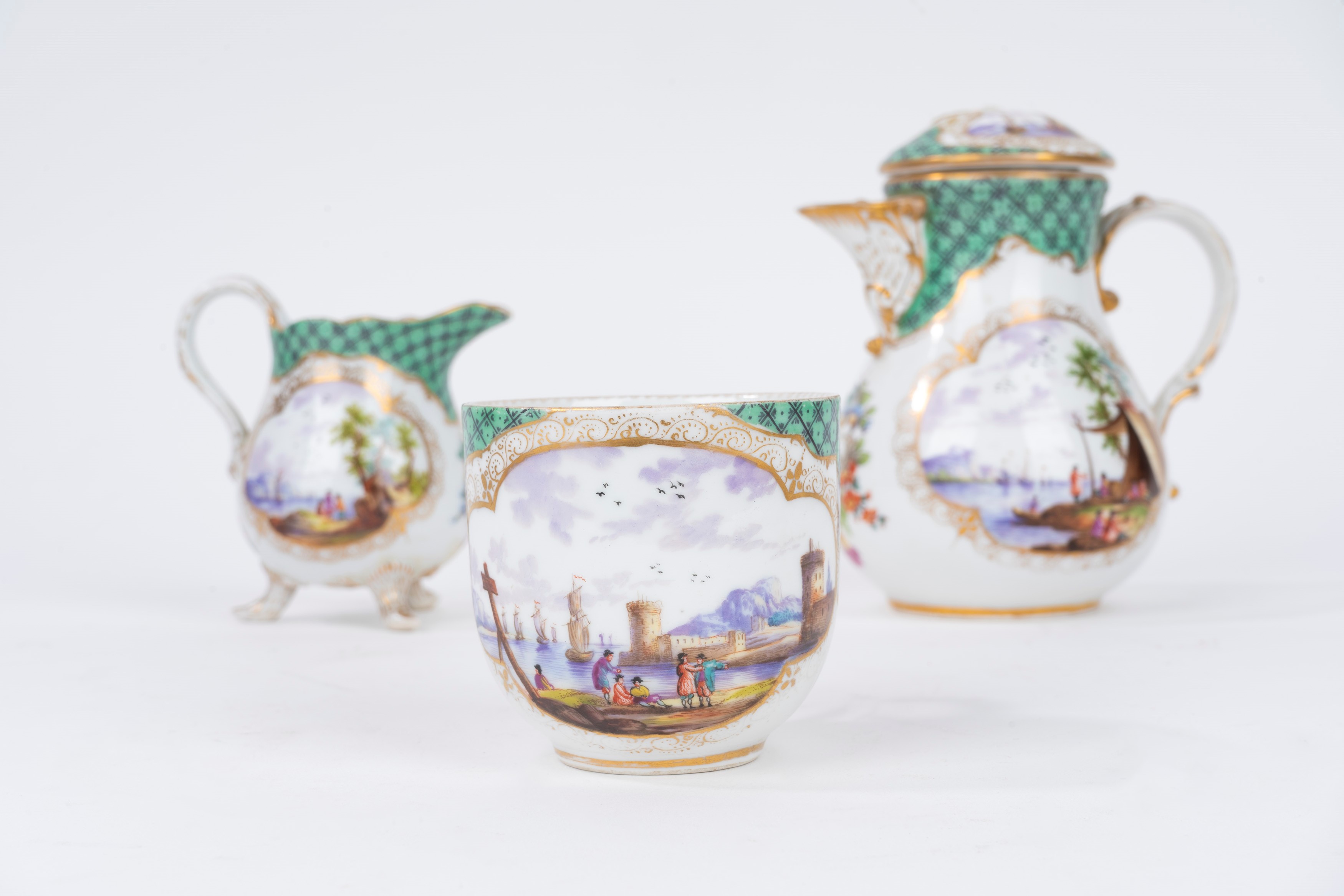 Parte di Servizio Tête-à-tête in Porcellana Policroma Meissen, Secolo XVIII