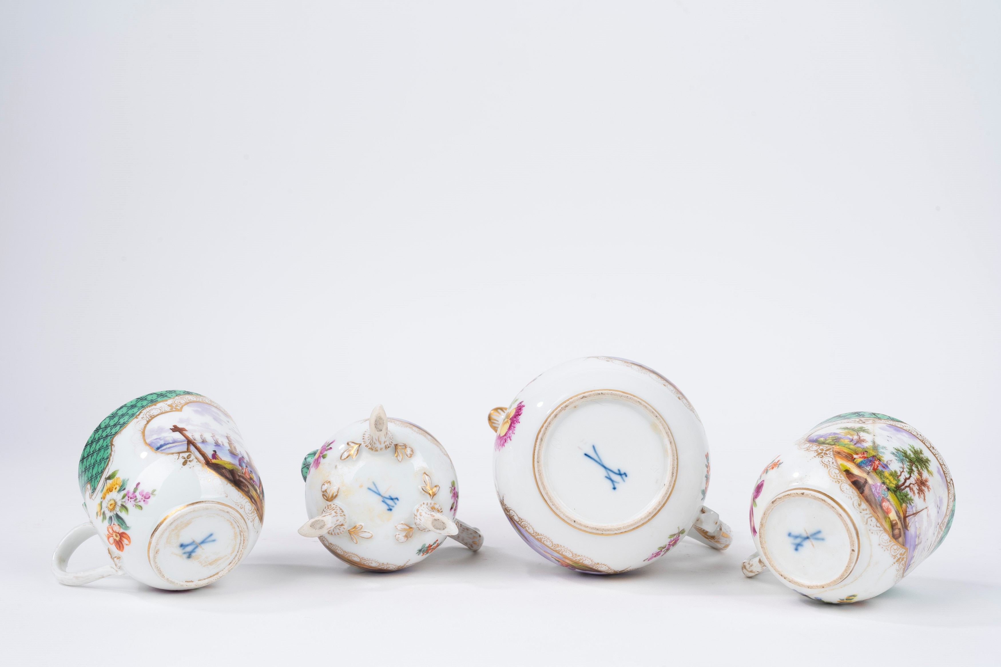 Parte di Servizio Tête-à-tête in Porcellana Policroma Meissen, Secolo XVIII