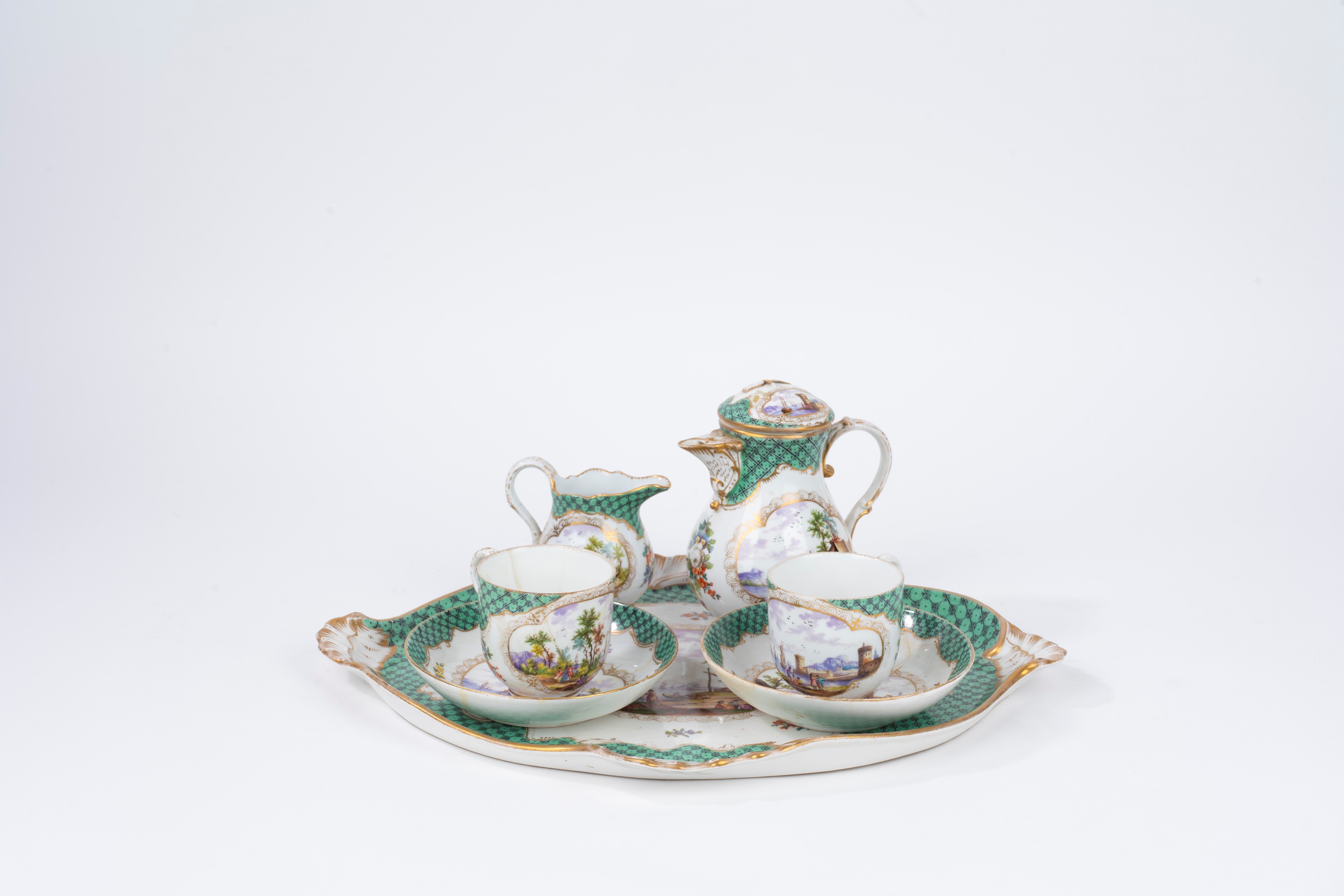 Parte di Servizio Tête-à-tête in Porcellana Policroma Meissen, Secolo XVIII