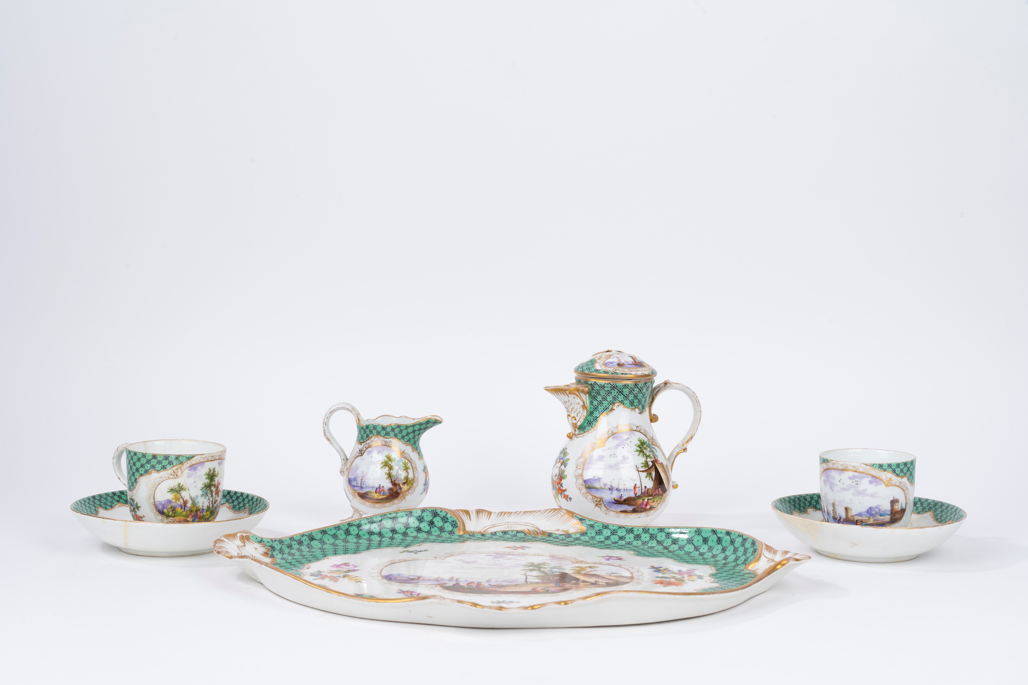 Parte di Servizio Tête-à-tête in Porcellana Policroma Meissen, Secolo XVIII