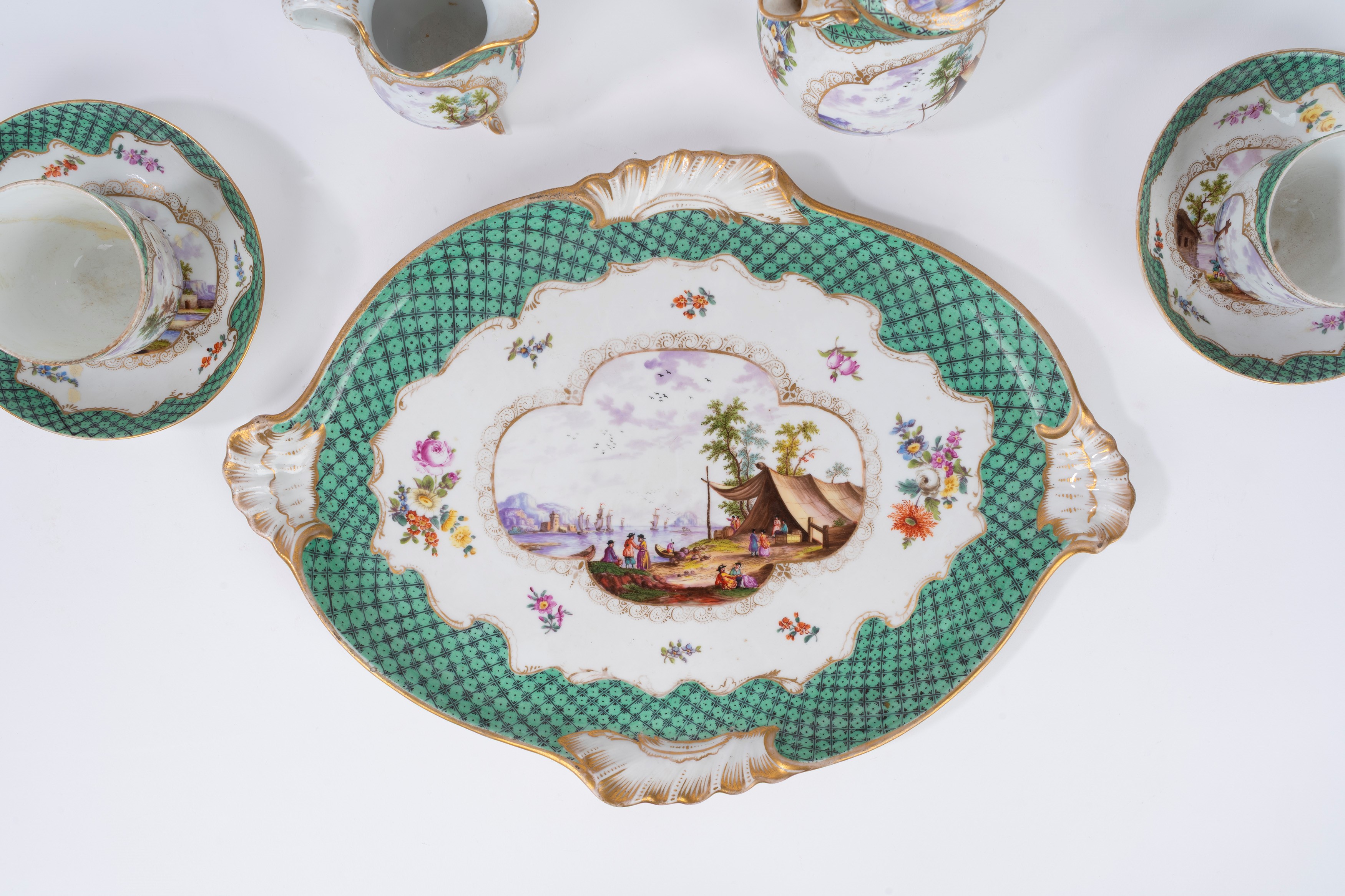 Parte di Servizio Tête-à-tête in Porcellana Policroma Meissen, Secolo XVIII