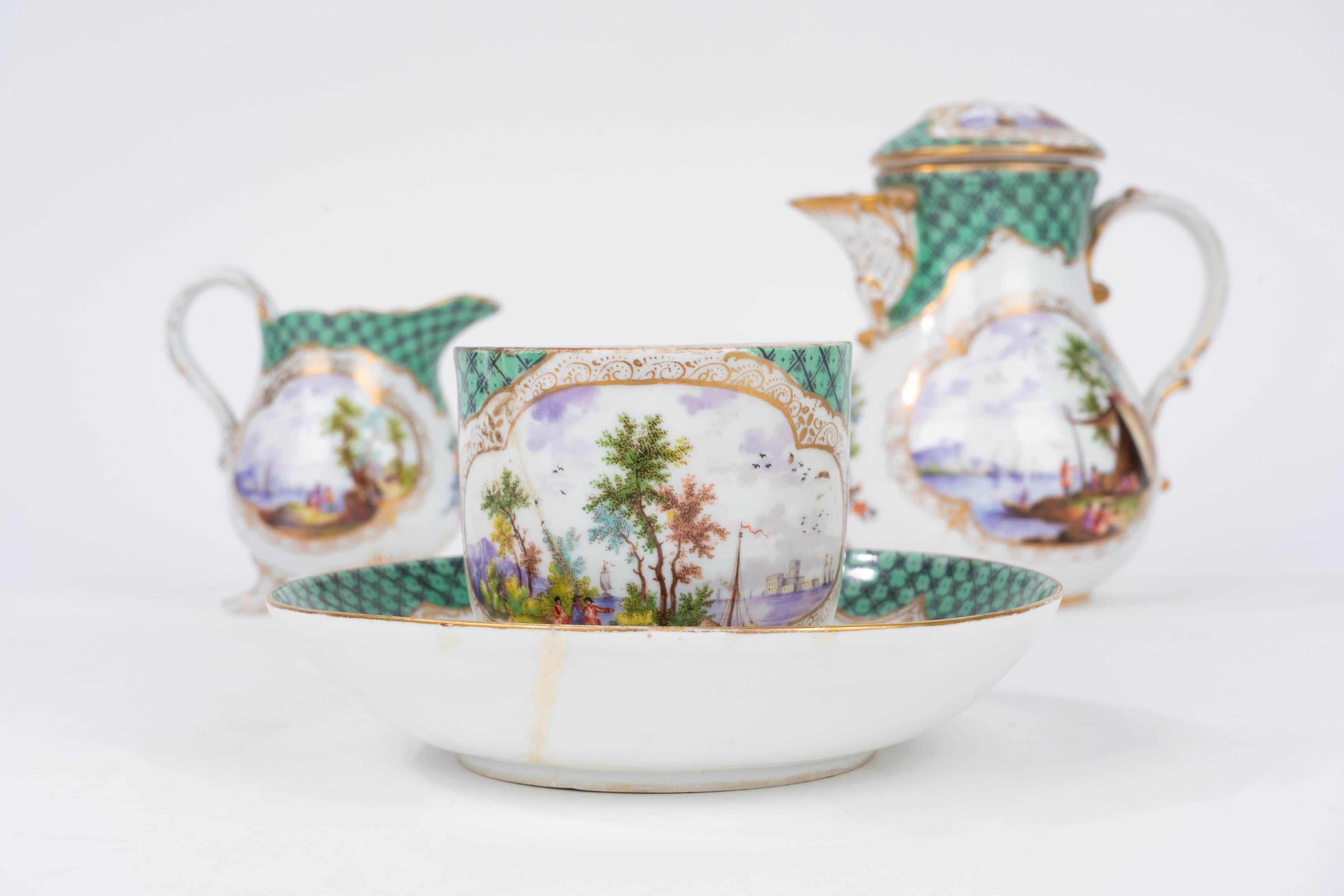 Parte di Servizio Tête-à-tête in Porcellana Policroma Meissen, Secolo XVIII
