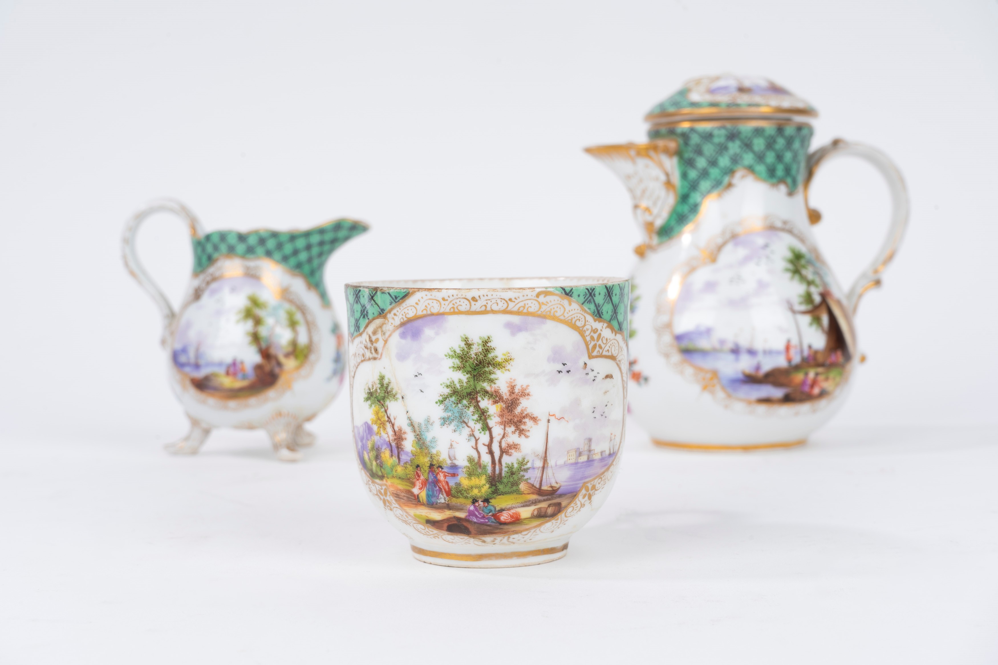 Parte di Servizio Tête-à-tête in Porcellana Policroma Meissen, Secolo XVIII