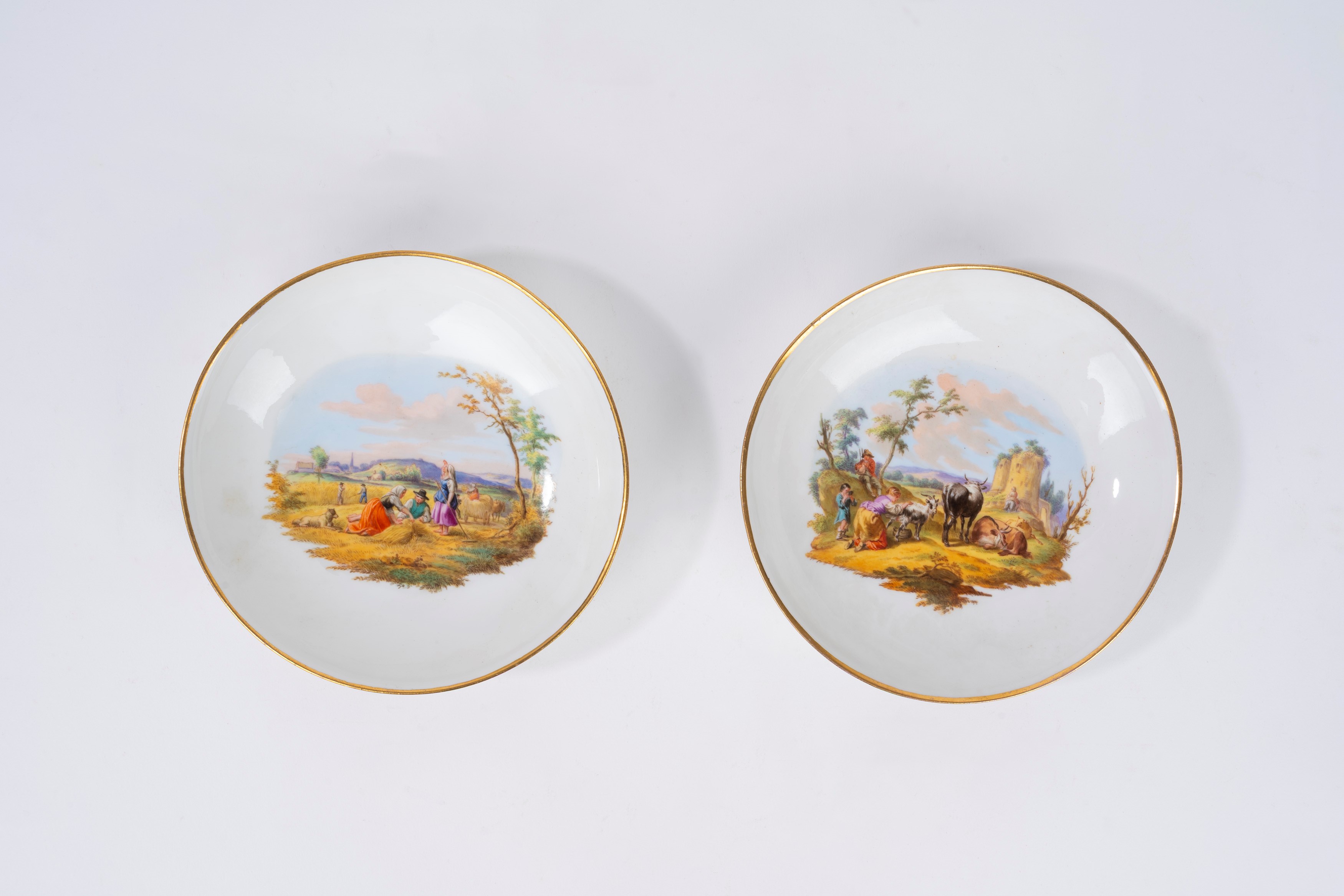 Coppia di Tazzine in Porcellana Policroma con Piattino, Meissen Secolo XIX