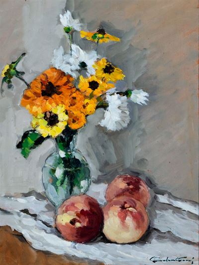 Natura Morta con Pesche e Fiori