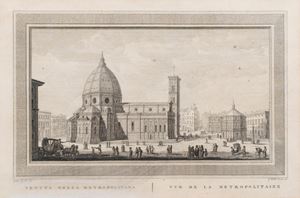 Series of twenty-four engravings with views of Florence, 19th century