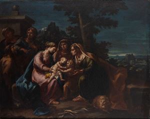 Madonna con Bambino, San Giovannino e santi in un paesaggio