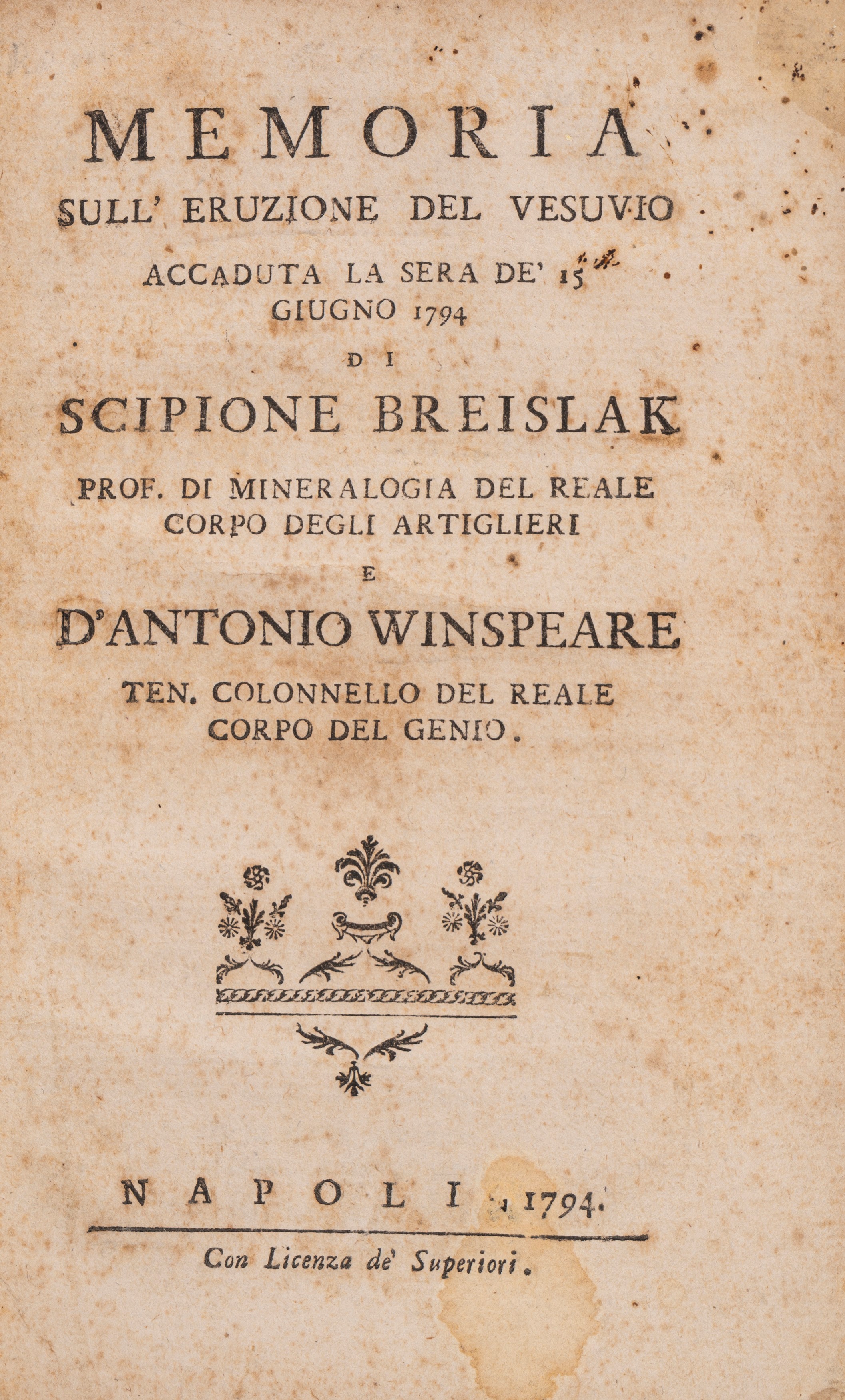Memoria sull'eruzione del Vesuvio accaduta La Sera De' 15. Giugno 1794