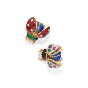 Coppia di spille coccinelle 