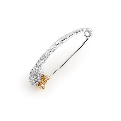 Spilla da balia in oro bianco 18k decorata con diamanti