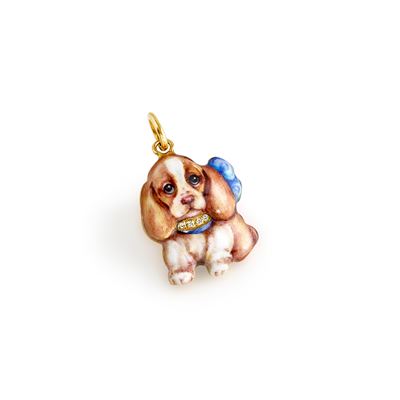 Pendente con smalti policromi e diamanti, oro giallo 18k