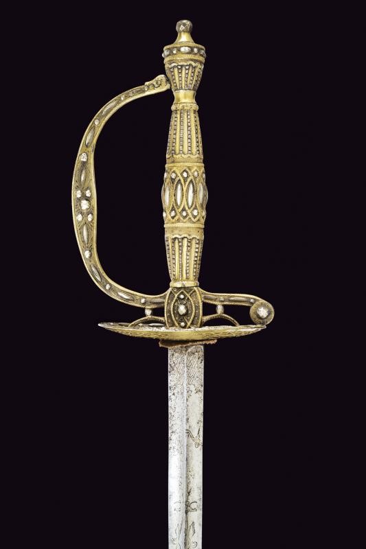 Spadino gentilizio a decoro diamantato in argento