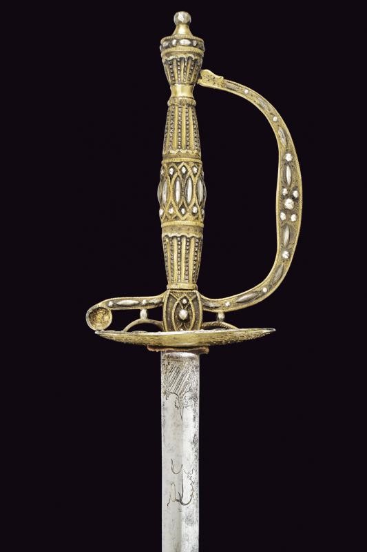 Spadino gentilizio a decoro diamantato in argento