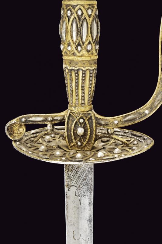 Spadino gentilizio a decoro diamantato in argento