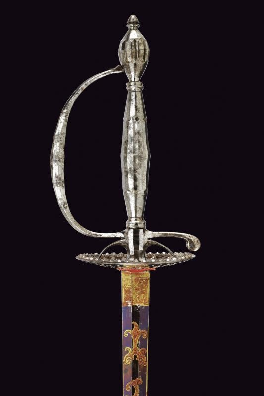 Spadino gentilizio a decoro diamantato con lama brunita