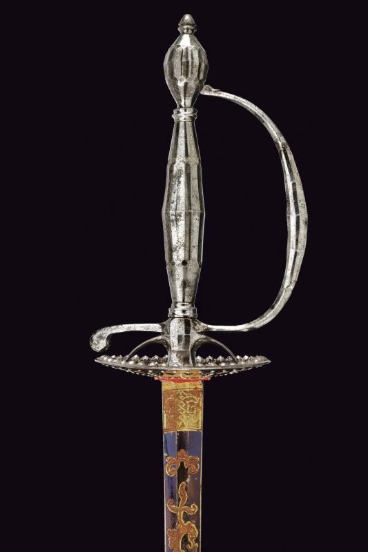 Spadino gentilizio a decoro diamantato con lama brunita