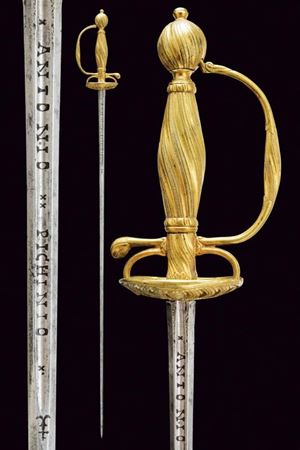 A fine small sword with blade signed A. Pichinio