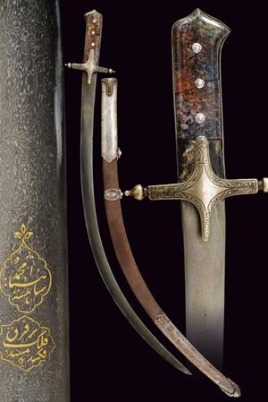 Interessante e rara karabela con fornimenti in argento