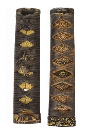 Lotto di due tsuka da wakizashi
