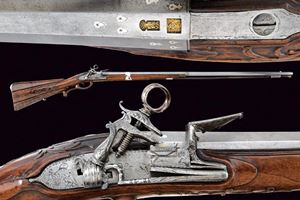 Bel fucile alla romana con fornimenti in argento di F. Grassi