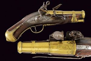 Rara pistola a pietra focaia da ufficiale di marina