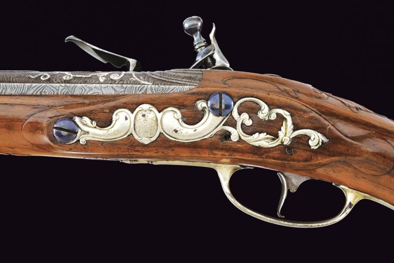Interessante Pistola a Pietra Focaia di J. S. Meckel con Fornimenti in Argento