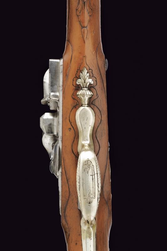 Interessante Pistola a Pietra Focaia di J. S. Meckel con Fornimenti in Argento