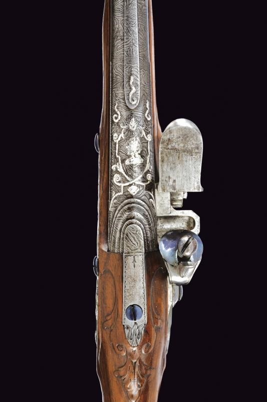 Interessante Pistola a Pietra Focaia di J. S. Meckel con Fornimenti in Argento