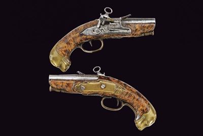 Interessante Paio di Pistole a Pietra Focaia alla Romana