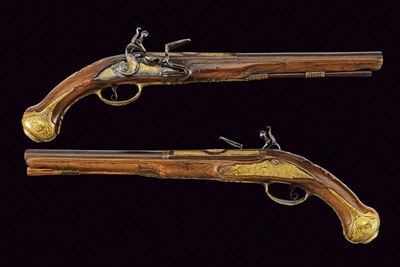 Paio di Pistole a Pietra Focaia di L. Zugno