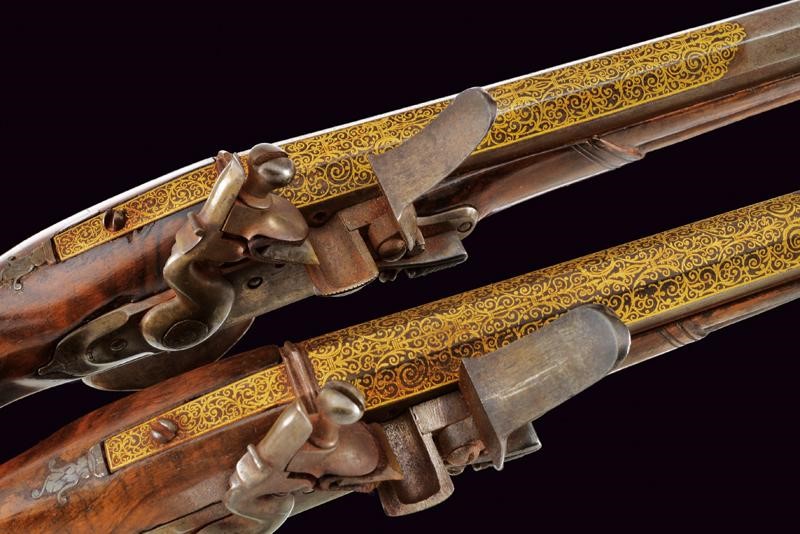 Importante Paio di Pistole a Pietra Focaia di Picot