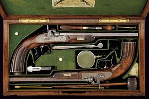 Bellissimo paio di pistole a luminello di Pirko in cassetta