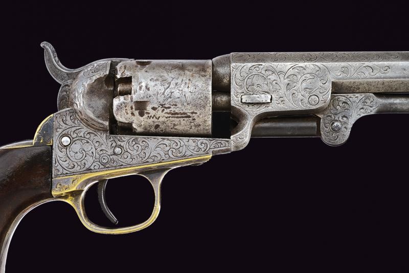 Rara Colt Model 1849 Pocket con incisioni di fabbrica nello stile di Gustave Young