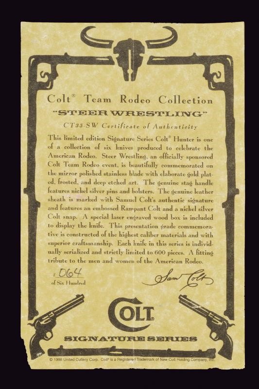 Raro coltello Colt Team Rodeo Collection "Steer Wrestling"