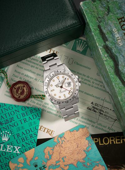 Explorer II 16570, orologio automatico con cassa rotonda in acciaio e quadrante bianco