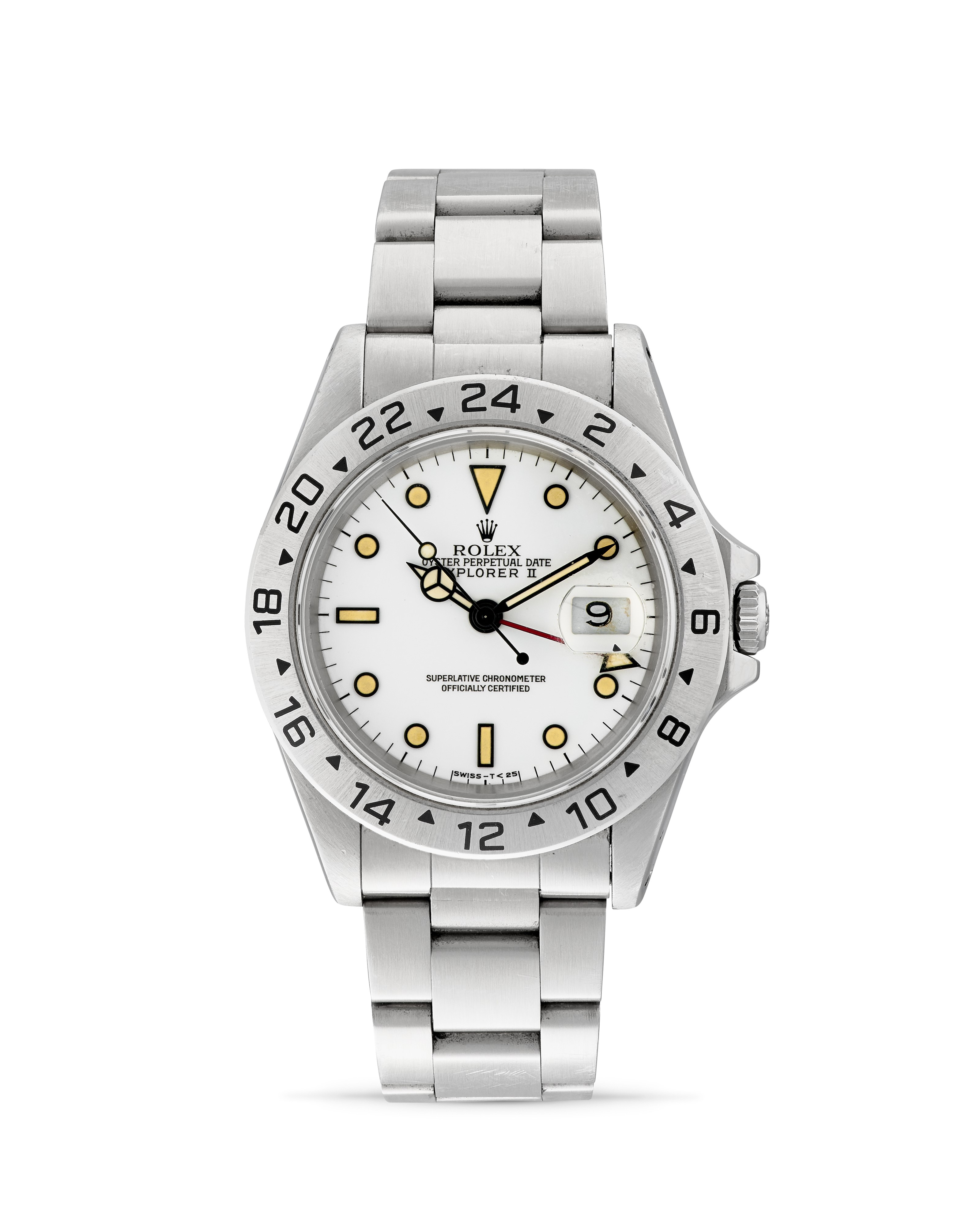 Rolex - Explorer II 16570, orologio automatico con cassa rotonda in acciaio e quadrante bianco