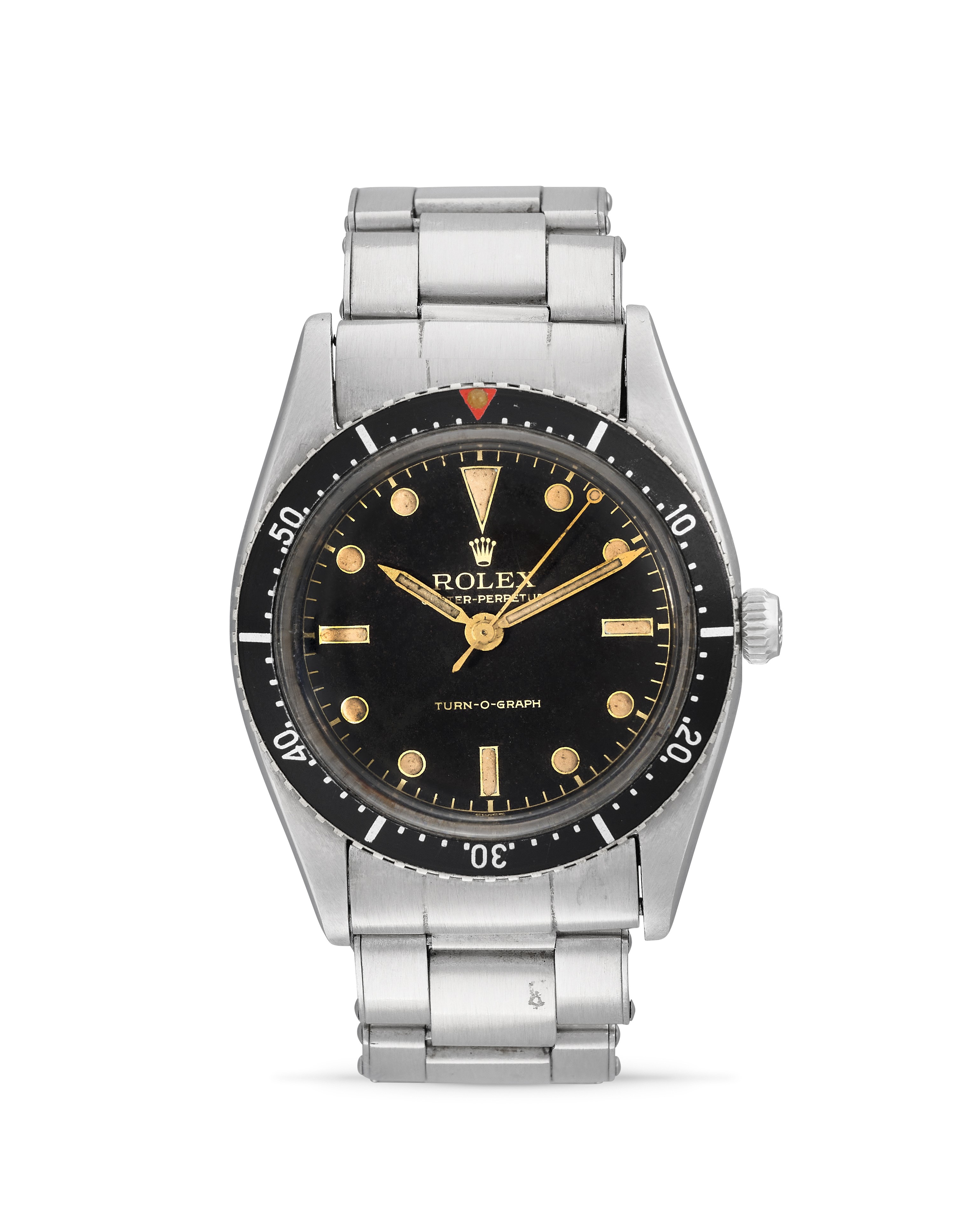 Rolex - Turn-O-Graph 6202, anni '50, acciaio, quadrante nero