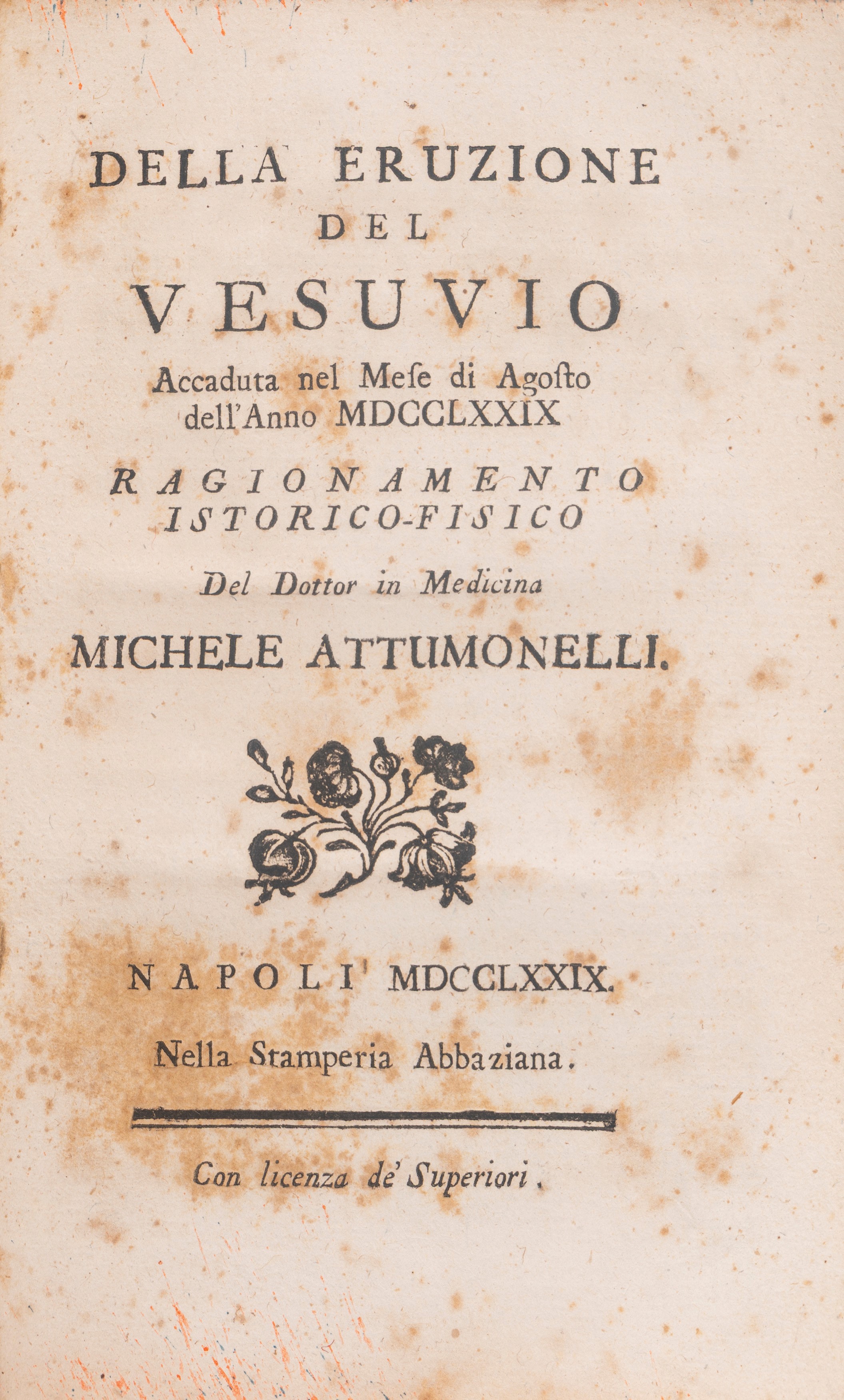 Della eruzione del Vesuvio Accaduta nel Mese di Agosto dell'anno 1779