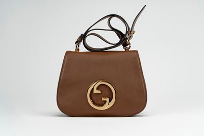 Blondie medium bag, borsa in pelle marrone con doppia tracolla