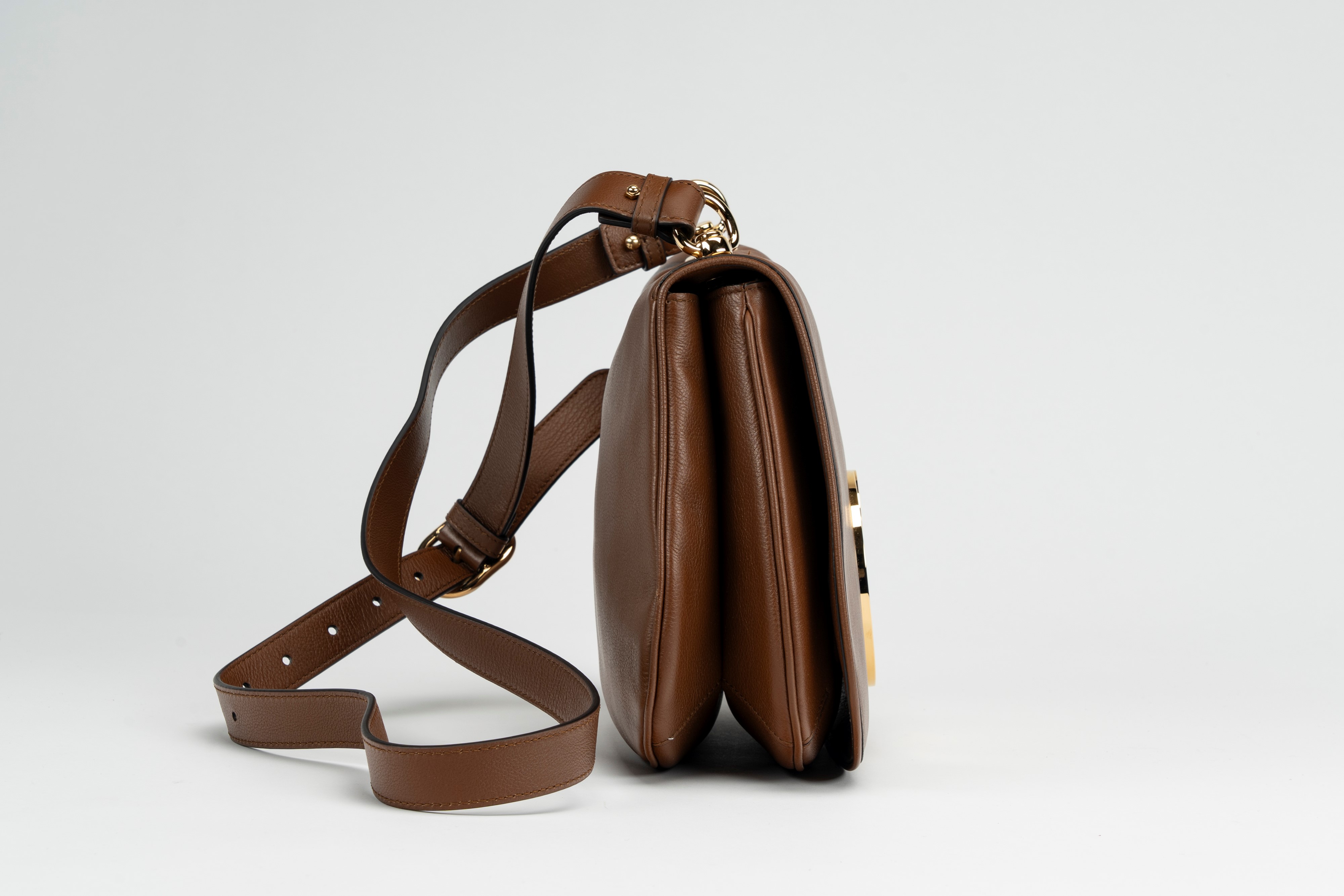 Gucci - Blondie medium bag, borsa in pelle marrone con doppia tracolla