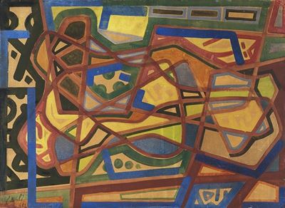 Senza titolo, 1950, tempera su carta applicata