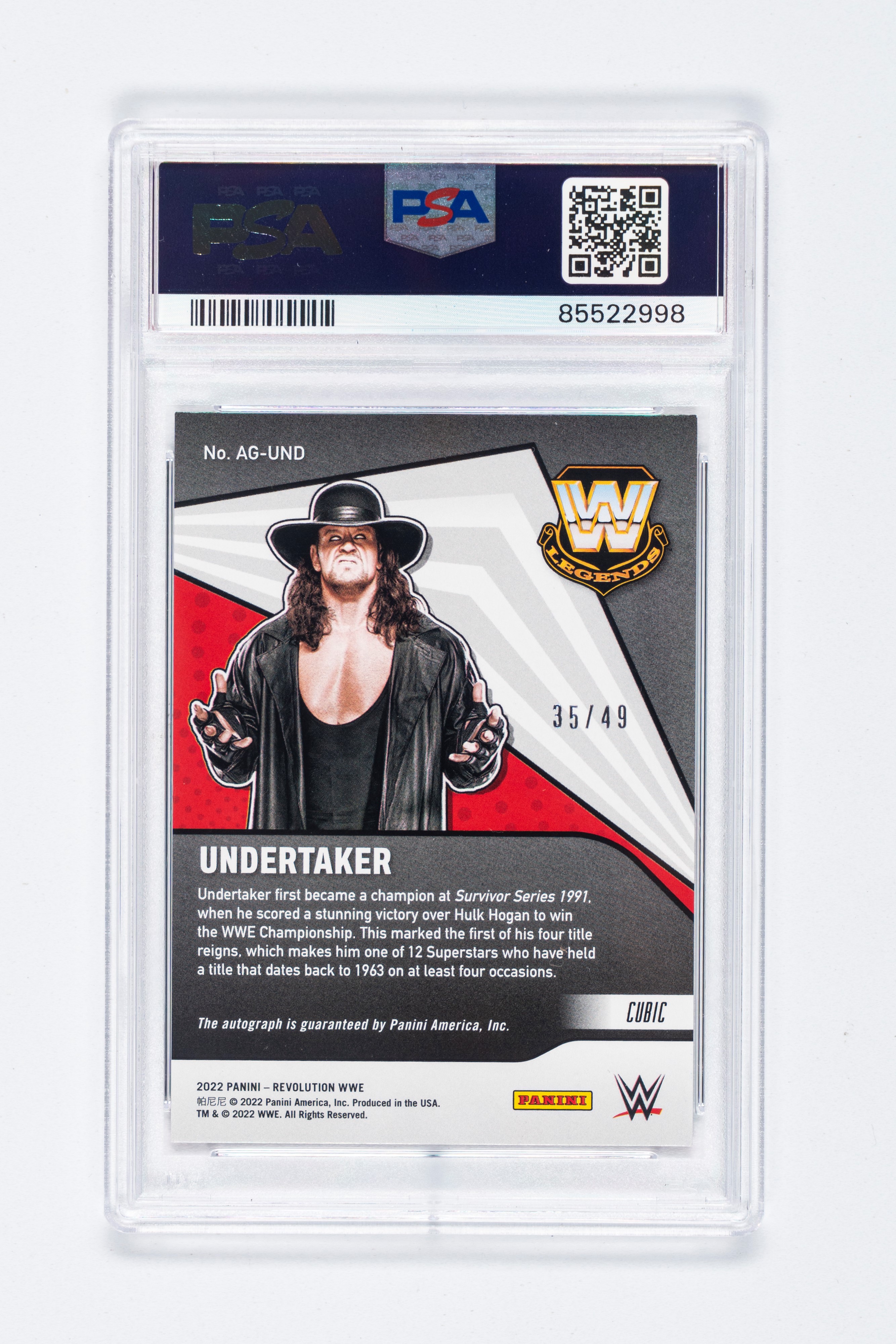 Undertaker – Card Autografata - Panini Revolution Wwe – 2022 – Psa 9