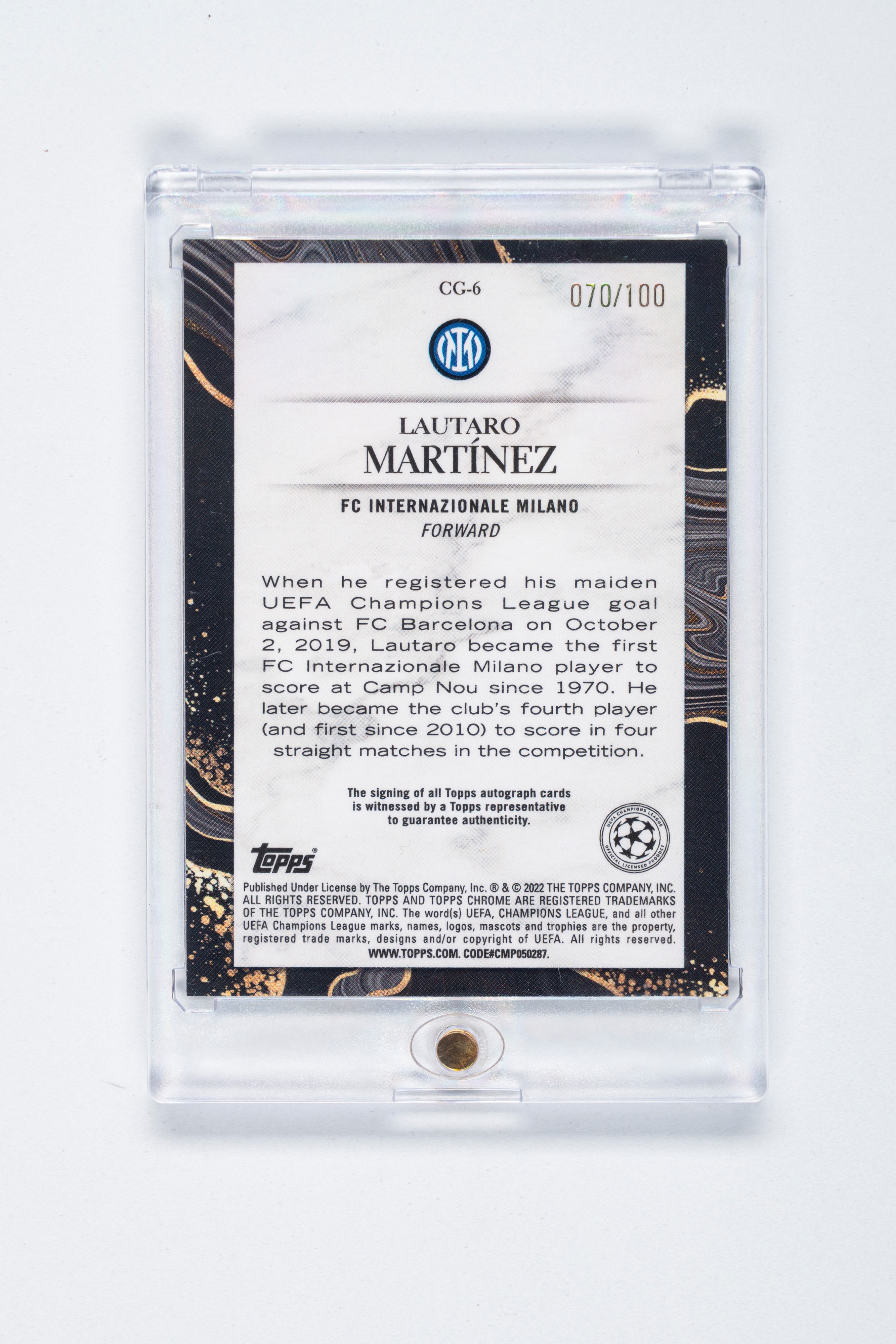 Lautaro Martinez – Card Autografata – 2021/22 Topps Chrome Ucl - Numerata su 100