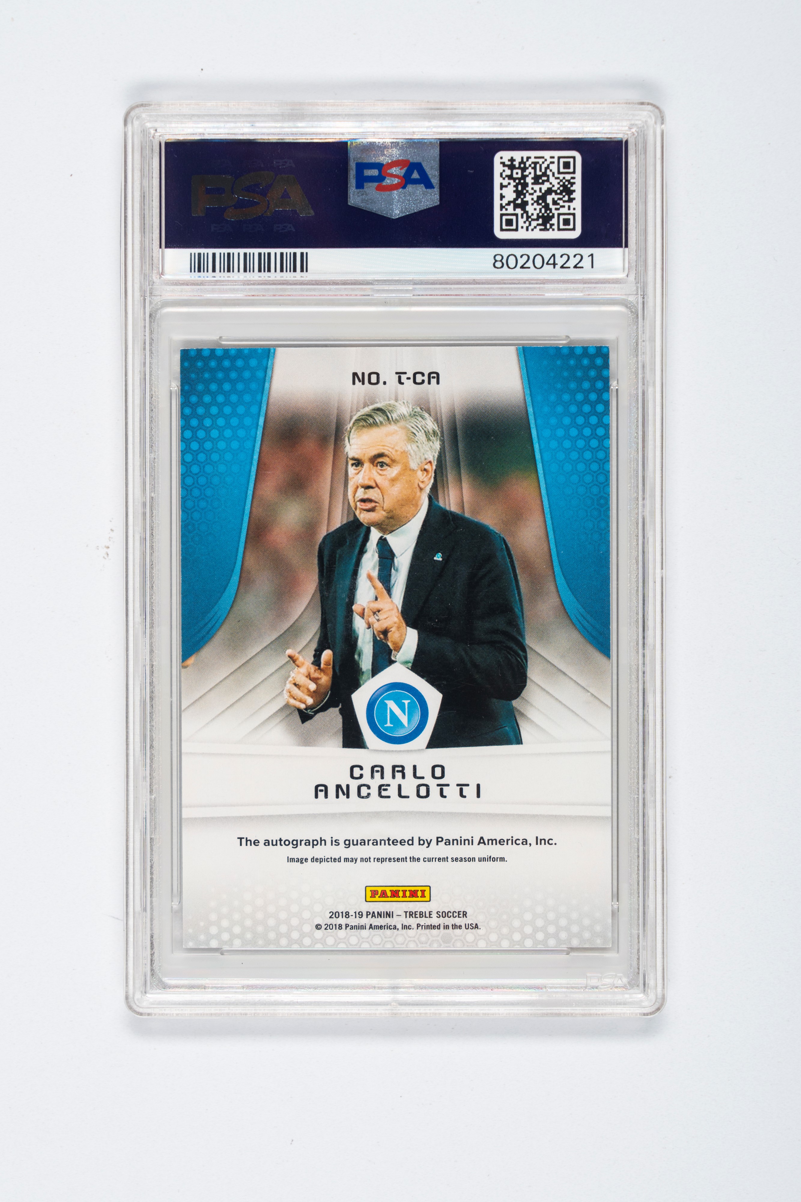 Carlo Ancelotti – Card Autografata – Napoli – Panini Treble Soccer 2018/19 - Psa