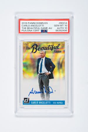 Carlo Ancelotti - Card autografata – Napoli - Panini Donruss 2018/19 The Beautiful Game– Cert. PSA 10