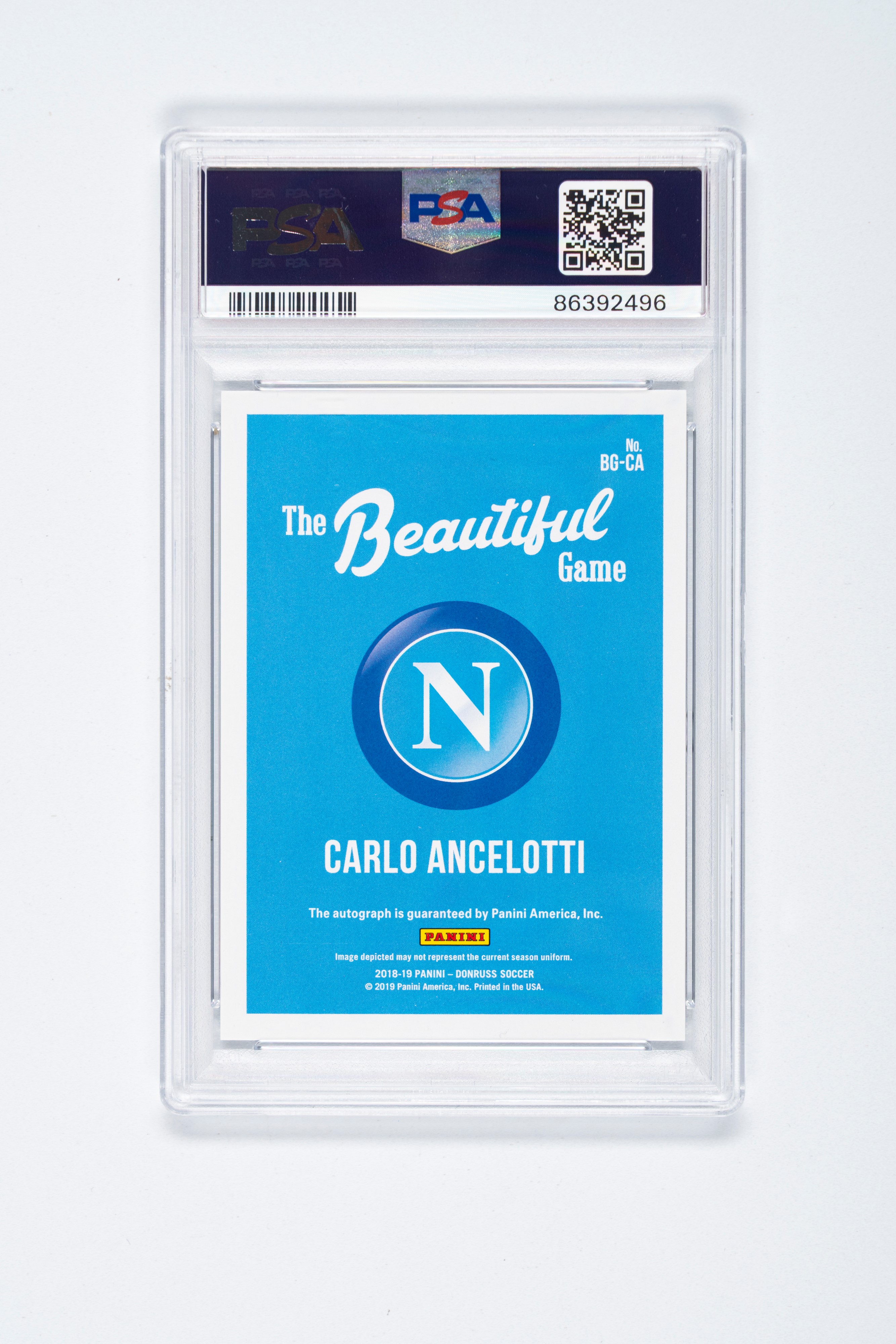 Carlo Ancelotti - Card Autografata – Napoli - Panini Donruss 2018/19 The Beautiful Game– Cert. Ps...