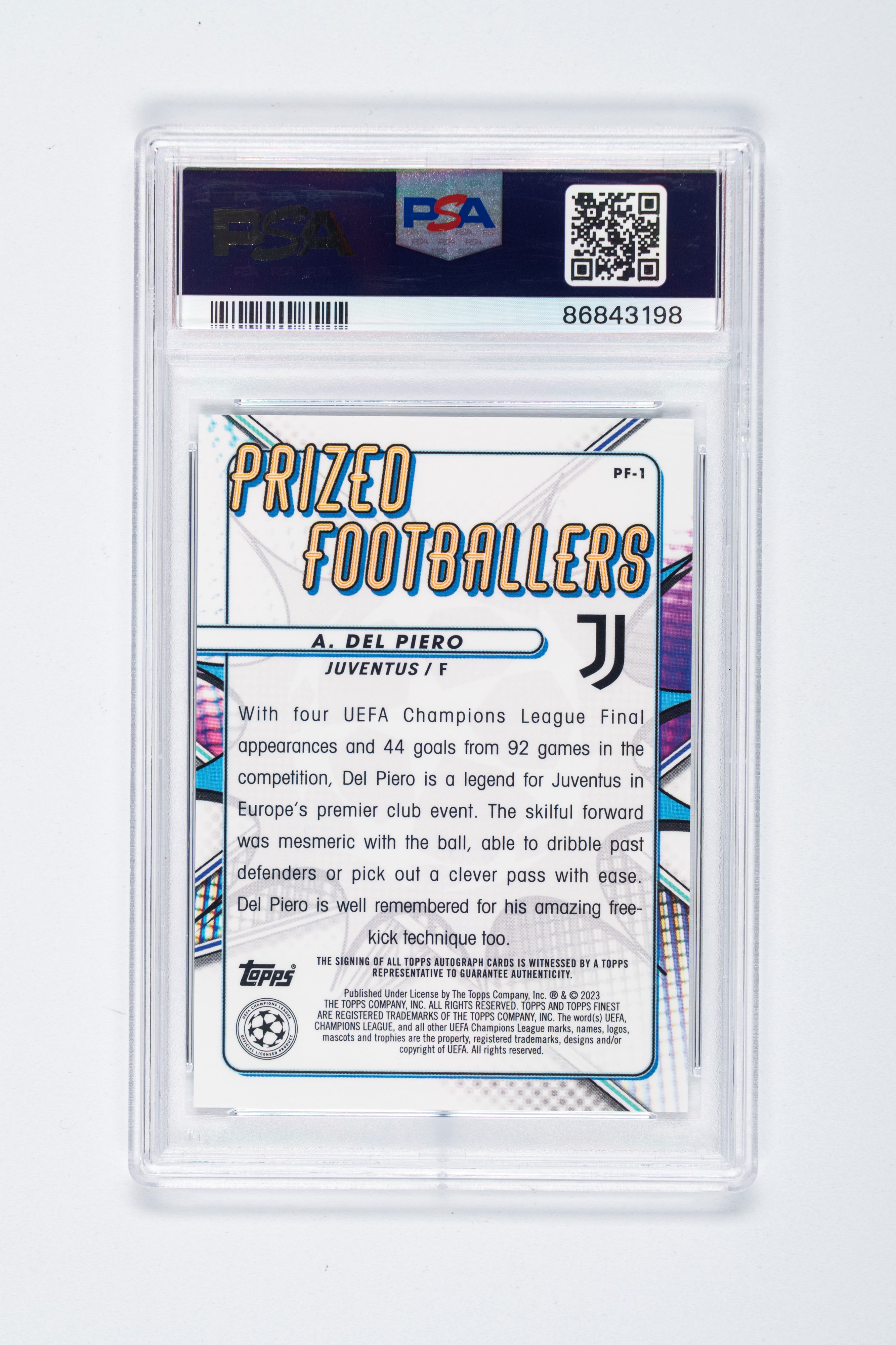 Carte Légende Autographiée Alessandro Del Piero - Topps Rookie Perdue - Juventus Turin - UCL/49 - 1995-96 - Mint