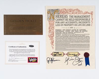 Paris Themmen - Julie Dawn Cole - Willy Wonka - Contratto Autografato