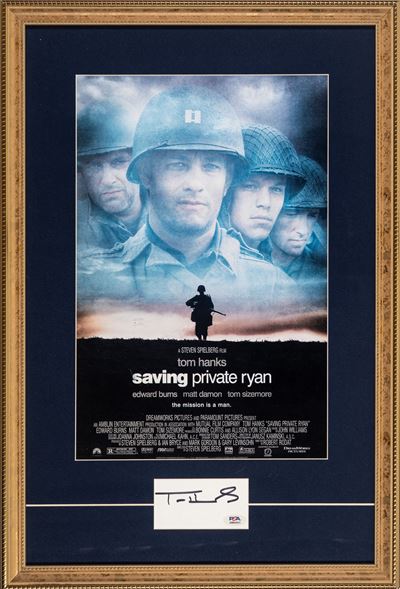 Tom Hanks – Autografo Incorniciato - “salvate il Soldato Ryan” - Cert. Psa e Beckett