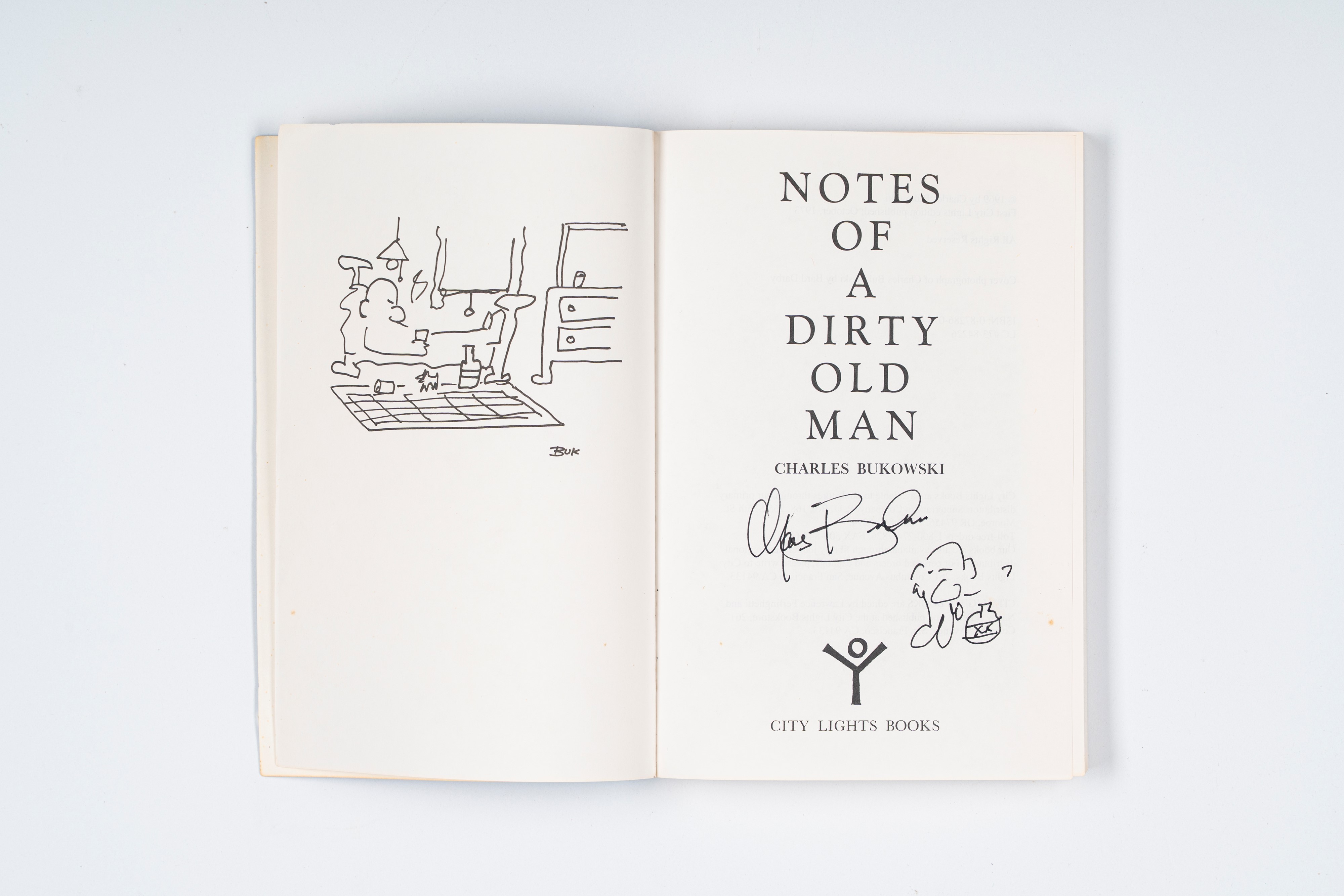 Charles Bukowski – Libro Autografato - con Sketch - Notes Of a Dirty Old Man